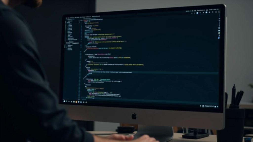 Code voorbeeld van grid-template-areas met naamgeving in CSS, HTML structuur daaronder